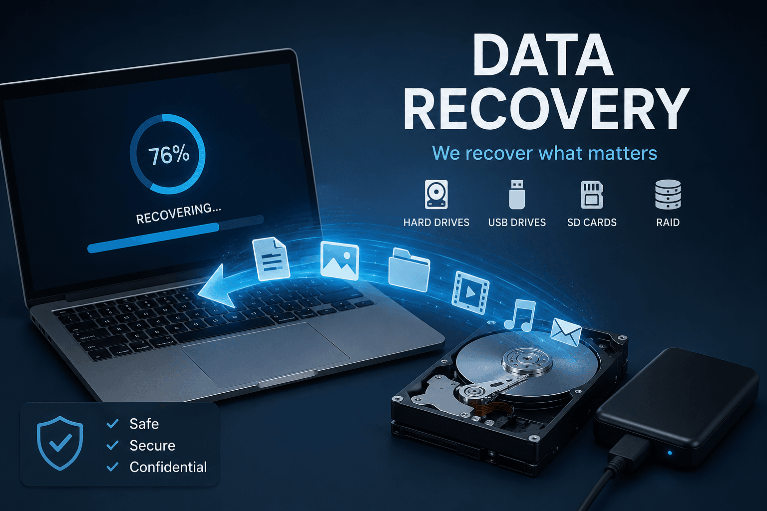 Data recovery in Emporia Kansas — phones, hard drives, SSDs, and USB storage